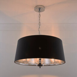 K Living Giovanna 3 Light Chrome Chandelier And Black Shade