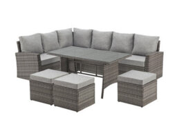 Evre 9 Seat Marylin Corner Sofa & Dining Rattan Furniture Set For Indoor Outdoor Patios Grey With Cover - thumbnail 2