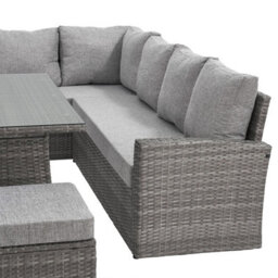 Evre 9 Seat Marylin Corner Sofa & Dining Rattan Furniture Set For Indoor Outdoor Patios Grey With Cover - thumbnail 7