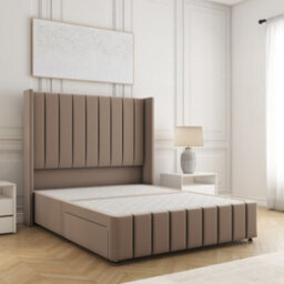 Bsspoke Zoe Divan Bed Mink Plush Velvet With 54Inch Headboard & 12Inch Footboard & No Drawers No Mattress In All Sizes - thumbnail 1