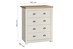 Birlea Highgate 4 Drawer Chest Cream & Oak - thumbnail 7