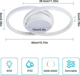 Pheashine White Round LED Ceiling Light Dimmable Modern Design 3000K-6000K - thumbnail 3