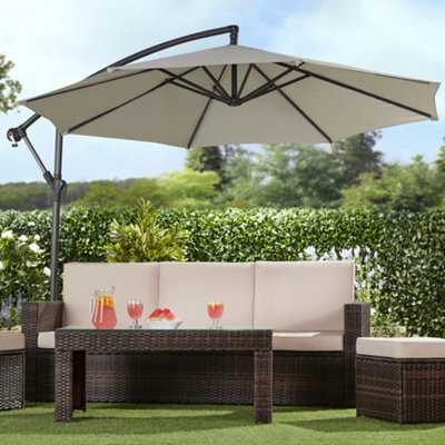 Garden Gear Cantilever Parasol With Cover, Umbrella Canopy Outdoor Sun Shade (Grey) - image 1