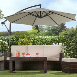 Garden Gear Cantilever Parasol With Cover, Umbrella Canopy Outdoor Sun Shade (Grey) - thumbnail 1