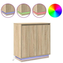 Berkfield Sideboard With Led In Sonoma Oak - 71 X 34.5 X 75 Cm - Made From Engineered Wood - thumbnail 4