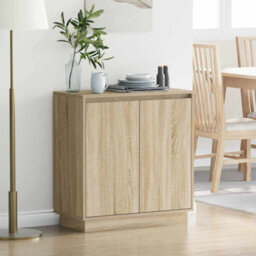 Berkfield Sideboard With Led In Sonoma Oak - 71 X 34.5 X 75 Cm - Made From Engineered Wood - thumbnail 1
