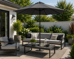 Shopnbits 3M Garden Parasol Sun Shade Canopy Patio Large Outdoor Umbrella Crank Tilt Uv Resistant Dark Grey - thumbnail 4