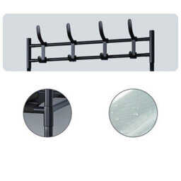 Black Metal Coat & Shoe Rack With 8 Hooks & 5 Tiers - Hallway Organiser - thumbnail 8