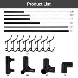 Black Metal Coat & Shoe Rack With 8 Hooks & 5 Tiers - Hallway Organiser - thumbnail 5