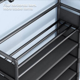 Black Metal Coat & Shoe Rack With 8 Hooks & 5 Tiers - Hallway Organiser - thumbnail 6