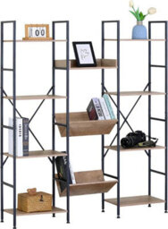 Celino 4 Tier Bookshelf Large Bookcase Storage Shelving Display Unit With 11 Open Metal Shelves Living Room Furniture 125X27X150Cm - thumbnail 3