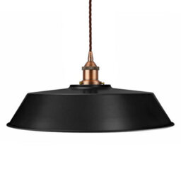 Matt Black Large Chancery Painted Dome Pendant Light With Matt Antique Copper Lamp Holder And Brown Twisted Cable - Se Home - thumbnail 1