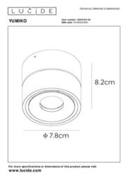 Lucide Yumiko Modern Surface Mounted Ceiling Spotlight 7,8Cm - Led Dim. - 1X8W 2700K - Black - thumbnail 6