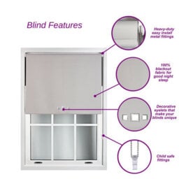Furnished Blackout Roller Blinds With Triple Square Eyelets And Metal Fittings- White Trimmable (W)125Cm (L)165Cm - thumbnail 8
