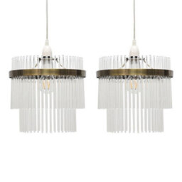 First Choice Lighting Set Of 2 Georgia - Antique Brass With Glass Easy Fit Pendant Shades