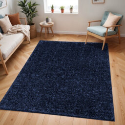 Livabliss Cloudy Shaggy-Solid Color Dark Blue Plush Soft Pile Living Bedroom Rug 140 X 200 Cm Easy Care, Non Shedding - thumbnail 2