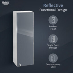 iBathUK 300 mm Wall Mounted Mirror Cabinet Stainless Steel Bathroom Storage Unit - thumbnail 4