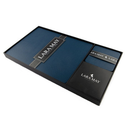 Lara-May Set Of 8 Royal Blue Recycled Leather Placemats And 8 Leather Coasters - image 1
