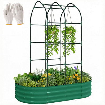 5X3X6Ft Green Galvanized Raised Garden Bed With Trellis - image 1