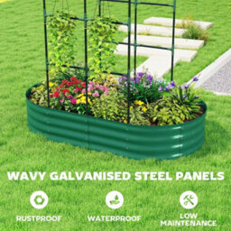 5X3X6Ft Green Galvanized Raised Garden Bed With Trellis - thumbnail 3