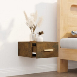 Berkfield Sturdy Wall-Mounted Bedside Cabinet Smoked Oak 35X35X20 Cm - thumbnail 3