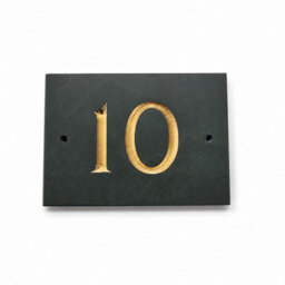 Green Slate House Number 10 With Gold Infill 14 X 9Cm - thumbnail 1