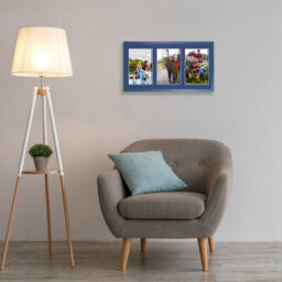 AK Frames 40X20Cm Navy Blue Sleek Multi Photo Frame With Blue Mount - Holds 3 Apertures (3X) 6X4 Photos - thumbnail 3