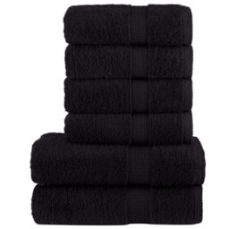 Berkfield 6 Piece Premium Towel Set Solund Black 600 Gsm - thumbnail 1