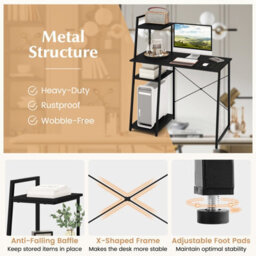 Costway Home Office Desk Computer Desk Pc Laptop Table W/ Bookshelf & Host Stand - thumbnail 8