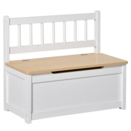 Homcom 2 In 1 Wooden Toy Box, Seat Bench Storage Chest W/ Pneumatic Rod - thumbnail 2