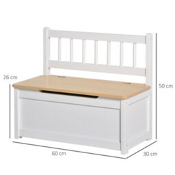 Homcom 2 In 1 Wooden Toy Box, Seat Bench Storage Chest W/ Pneumatic Rod - thumbnail 3