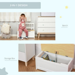 Homcom 2 In 1 Wooden Toy Box, Seat Bench Storage Chest W/ Pneumatic Rod - thumbnail 6