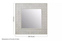 Orsina White Square Wall Mirror, Weathered Mango Wood Frame With Dimpled Texture, Sustainable Accent Mirror - thumbnail 8