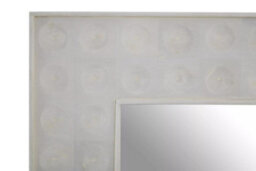 Orsina White Square Wall Mirror, Weathered Mango Wood Frame With Dimpled Texture, Sustainable Accent Mirror - thumbnail 7