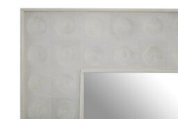 Orsina White Square Wall Mirror, Weathered Mango Wood Frame With Dimpled Texture, Sustainable Accent Mirror - thumbnail 5