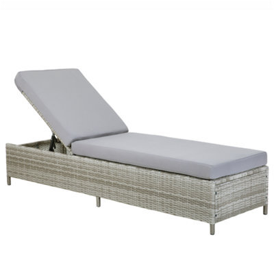 Beliani Sun Lounger With Cushion Turin Reclining Pe Rattan Grey - image 1