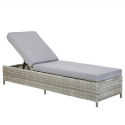 Beliani Sun Lounger With Cushion Turin Reclining Pe Rattan Grey