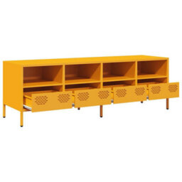 Berkfield Tv Cabinet Mustard Yellow 135X39X43.5 Cm Cold-Rolled Steel - thumbnail 5
