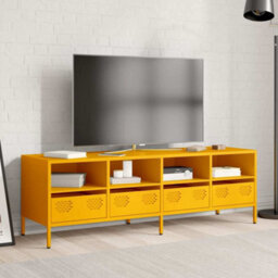 Berkfield Tv Cabinet Mustard Yellow 135X39X43.5 Cm Cold-Rolled Steel - thumbnail 3