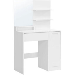 Songmics Dressing Table With Mirror, Storage Compartment, 1 Drawer, 2 Shelves, White Rdt119W01 - thumbnail 3