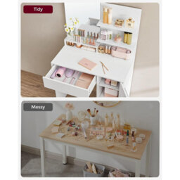Songmics Dressing Table With Mirror, Storage Compartment, 1 Drawer, 2 Shelves, White Rdt119W01 - thumbnail 5