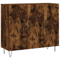 Berkfield Modern Sideboard Smoked Oak 90X34X80 Cm Engineered Wood - thumbnail 1