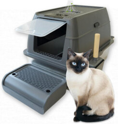 Igad Xxl Stainless Steel Cat Litter Box, High Sides, Non-Stick, Easy Clean, Odour Control, Removable Lid And Scoop, Grey - thumbnail 1