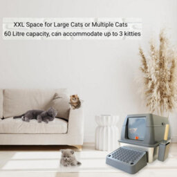 Igad Xxl Stainless Steel Cat Litter Box, High Sides, Non-Stick, Easy Clean, Odour Control, Removable Lid And Scoop, Grey - thumbnail 6