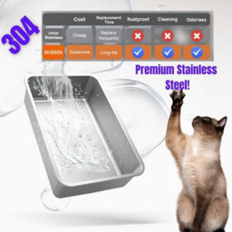 Igad Xxl Stainless Steel Cat Litter Box, High Sides, Non-Stick, Easy Clean, Odour Control, Removable Lid And Scoop, Grey - thumbnail 8