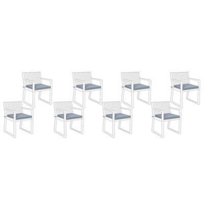 Beliani Set Of 8 Garden Chair Cushions Sassari 46 X 46 Cm Blue - image 1