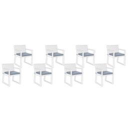 Beliani Set Of 8 Garden Chair Cushions Sassari 46 X 46 Cm Blue - thumbnail 1
