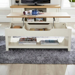 Home Source Avon Hidden Storage Lift Up Coffee Table White - thumbnail 3