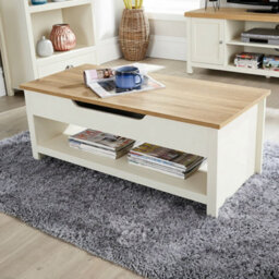 Home Source Avon Hidden Storage Lift Up Coffee Table White - thumbnail 2