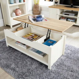 Home Source Avon Hidden Storage Lift Up Coffee Table White